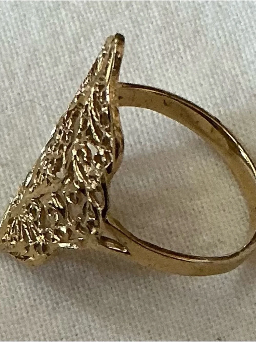 Vintage Italian Fabiani 14K Yellow Gold Filigree Ring Size 7  In Original Box